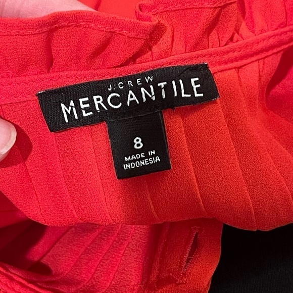 J crew Mercantile pin tuck red pleated long sleeve flowy blouse - Picture 3 of 5